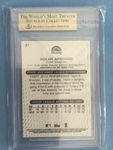 2013 FINEST RC. BASEBALL RC NOLAN ARENADO BGS 9.5 GEM MINT - Picture 5 of 6
