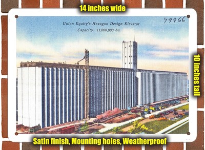 Metal Sign - Oklahoma Postcard - Union Equity's Hexagon Design Elevator. Capaci