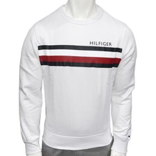 NWT TOMMY HILFIGER AUTHENTIC MEN WHITE CREW NECK LONG SLEEVE SWEATSHIRT SIZE M L