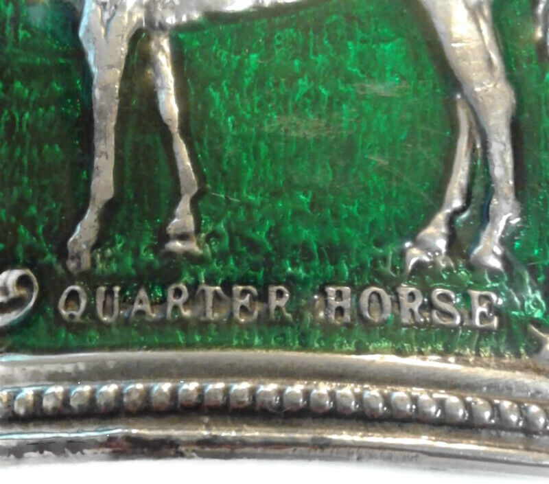 Quarter Horse enameled Pewter Belt Buckle Equestr… - image 4