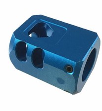 Aluminum 1/2x28 TPI Thread Muzzle Brake Compensator Anodized Blue Color For 9 MM