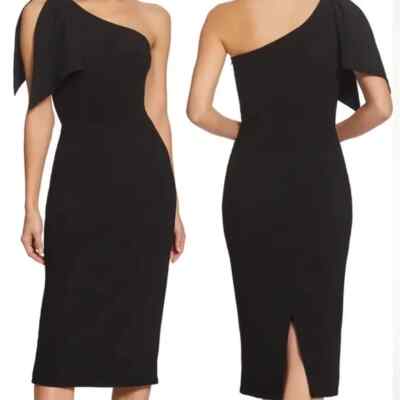 dress the population tiffany dress black Dress The Population Women's Sz. M Black Tiffany One-Shoulder Midi Dress NWT