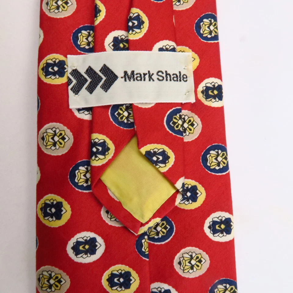 Corbata de cuello Mark Shale para hombre roja amarilla azul estampado de lunares geométricos múltiples 54x3,5 Foto 3 de 4