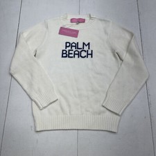 Preppy Girl Palm Beach Sweater White Navy Youth Girls 8 New Defect