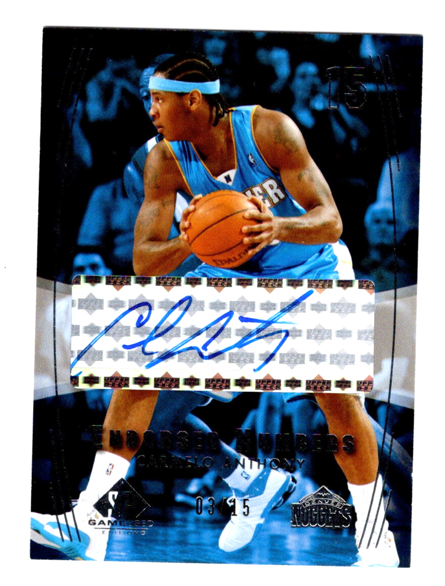 Carmelo Anthony Autographed Signed Denver Nuggets 2004 SP GAME USED AUTO /15 ENDORSED NUMBERS SSP 