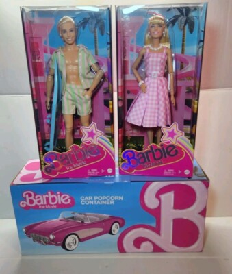 New Barbie The Movie  Barbie & Ken Figures & Corvette Popcorn Container.  