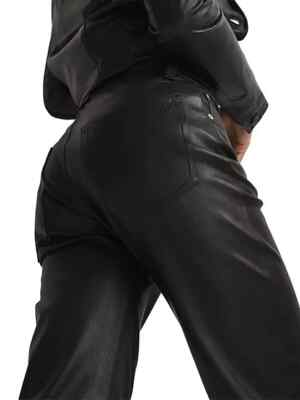【関税込み】rag & bone ブラウン Harlow フェイクレザー パンツ NEW RAG & BONE Harlow Leather Straight-Leg Pant In Black