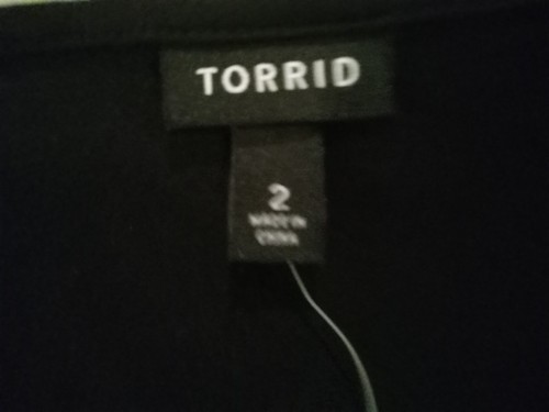 Torrid Kleid Größe 2 schwarz gepunktet Stretch Faux Wickel 3/4 Arm Dress - Bild 7 von 11