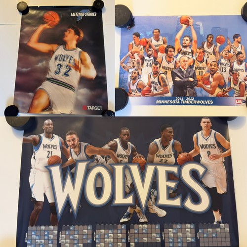 Minnesota Timberwolves NBA SGA Poster lot of 3 Christian Laettner 2011-12 team