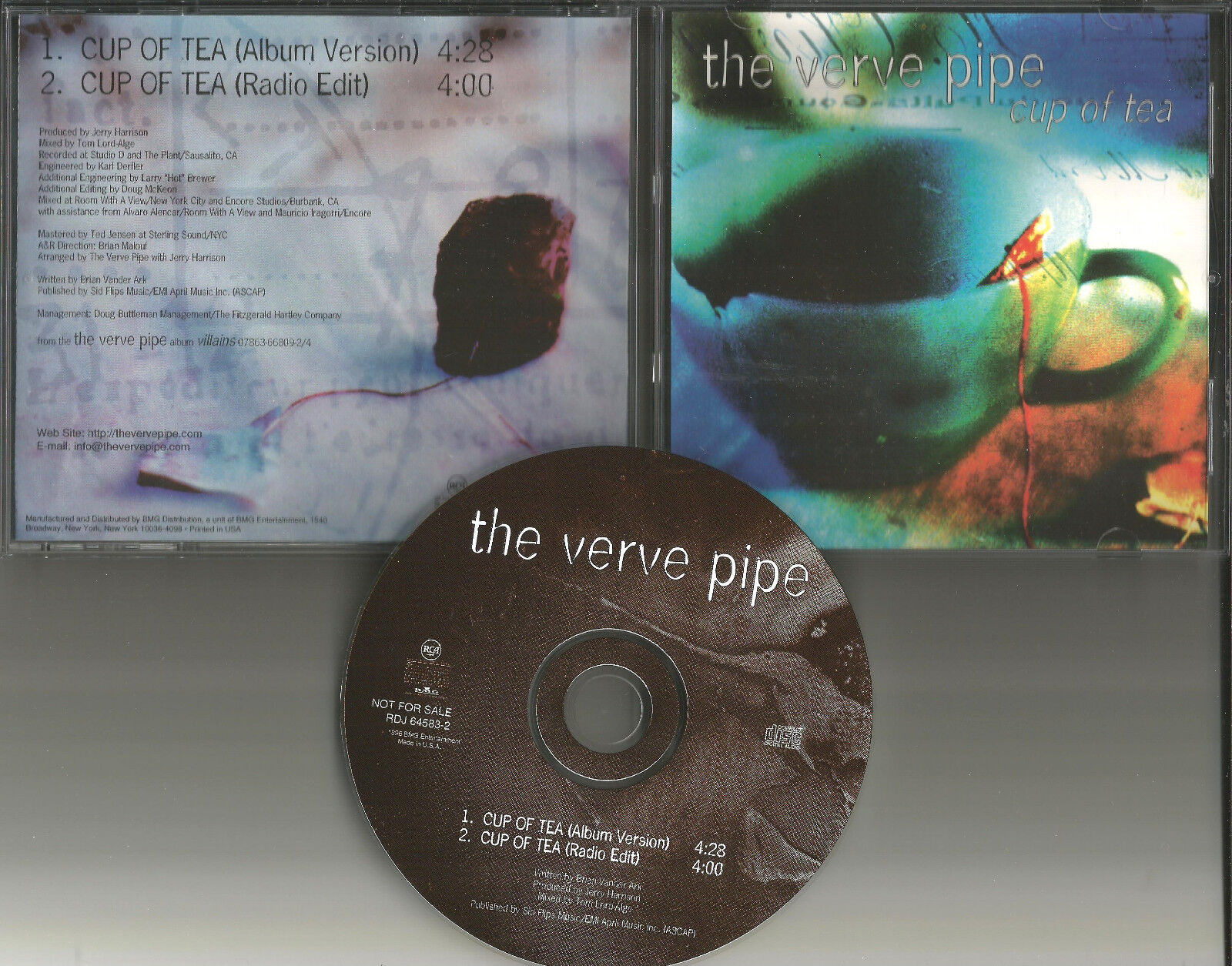 THE VERVE PIPE Cup of Tea RARE RADIO EDIT PROMO DJ CD Single w/ PRINTED LYRICS