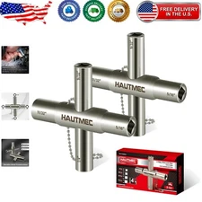 Compact 4 Way Water Key Set - 2 Pack of Multi-Size Steel Tools for Easy Access
