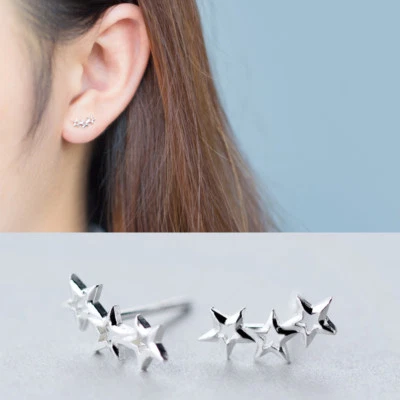 Ohrstecker Sterne Sterling Silber 925 Damen Mädchen Ohrringe - Bild 1 von 4