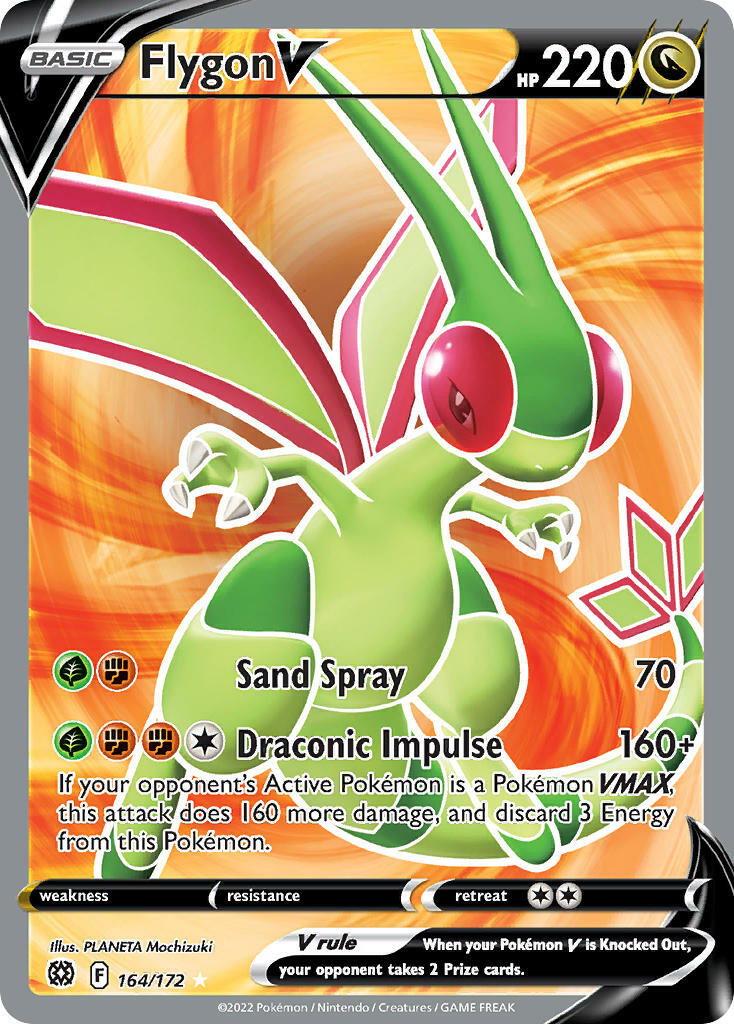Flygon V 164/172 - Brilliant Stars - Full Art Pokemon Card - Near Mint (NM)