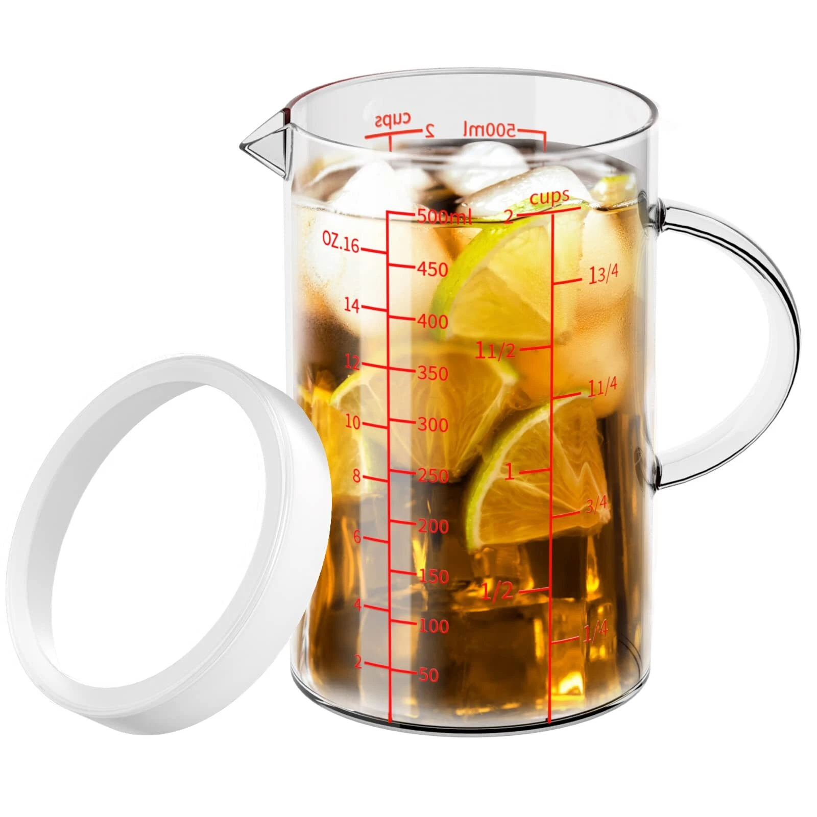 Glass Measuring Cup, 2-Cup/500 ML Liquid Measuring Cups, Measuring Cup With H...