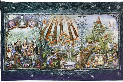 Forest Friends Psychedelic Heady Art Print Tapestry by Mike Dubois Fantasy Art