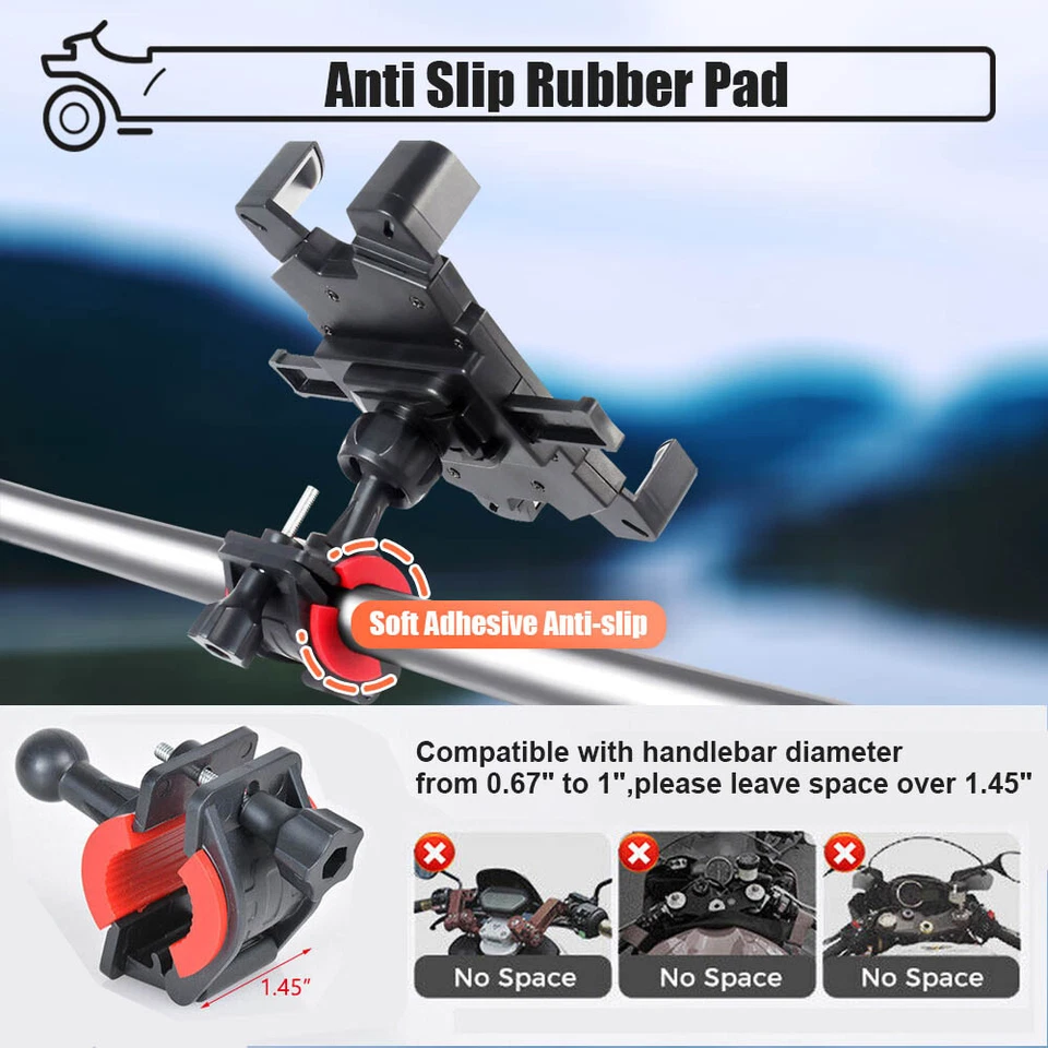 Motorcycle Bike Bicycle MTB GPS Cell Phone Holder Handlebar Mount for Samsung - Image 2 of 4