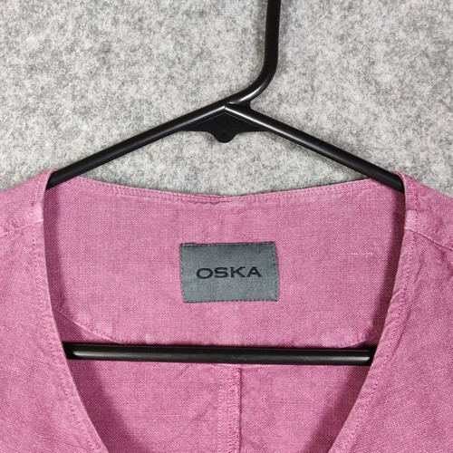 OSKA Jacket Size 2 UK 12 Purple 100% Linen Pockets Boxy Arty Layering Lagenlook - Picture 7 of 14