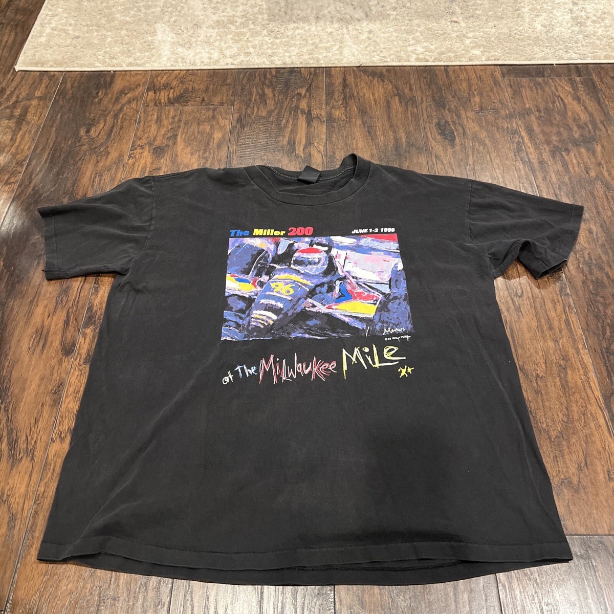 VTG 96 Miller 200 Milwaukee Mile Car Course Tee 2xl Black Indy