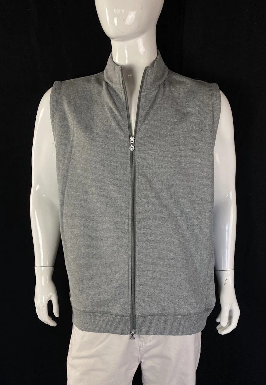 Linksoul Gray Full Zip Pocketed Vest, Men's Size Large