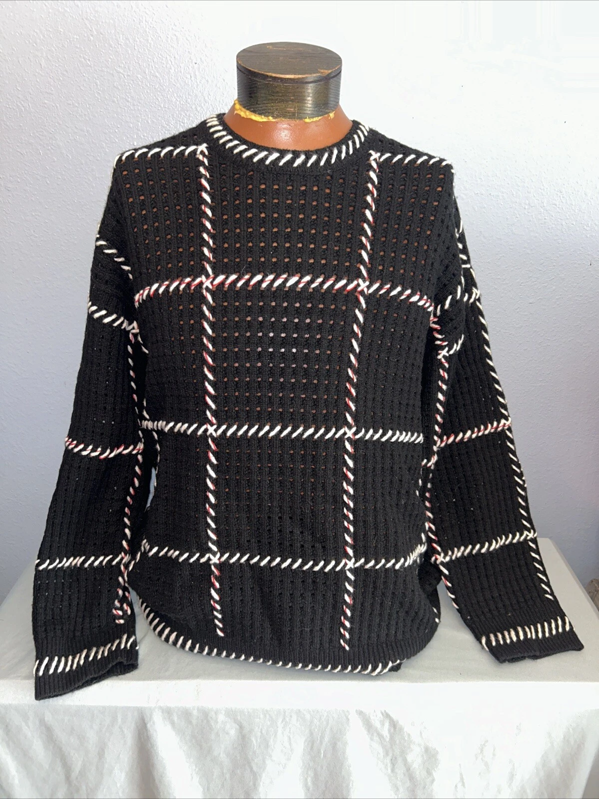 SUPREME Quilt Stitch Sweater Black SS23 Mens XL Used As Is
