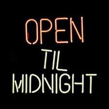 Open Til Midnight 24"x20" Neon Sign Light Lamp Decor Wall Glass Visual Show LE