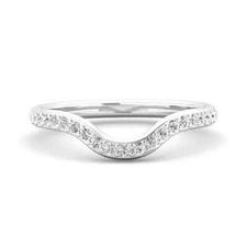 Pure 950 Platinum With Lab-Grown 0.19CT Round Cut Diamonds Curved Wedding Band