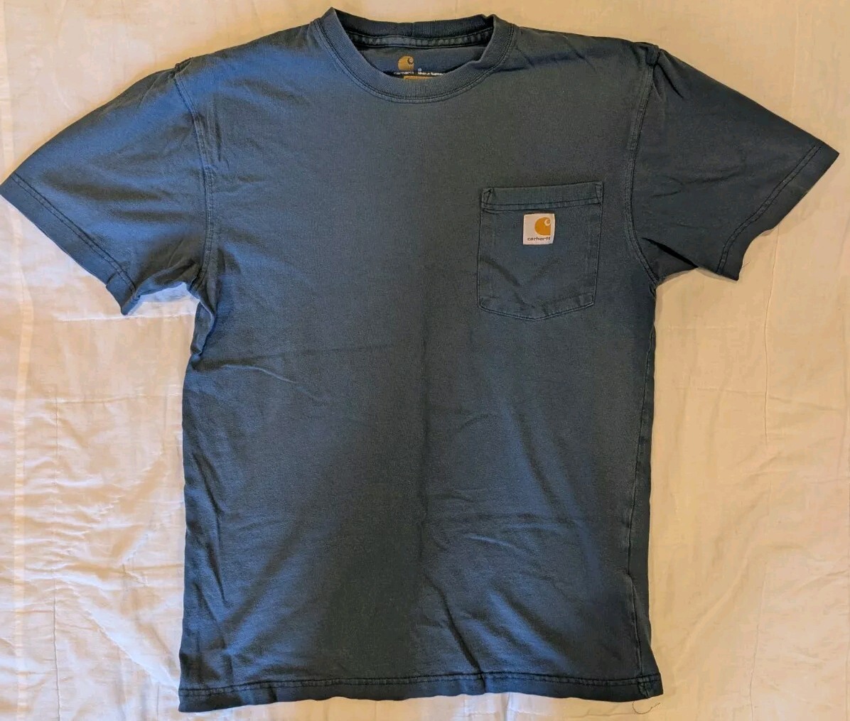 Carhartt Original Fit Pocket T-Shirt for Men Short Sleeve Teal Blue S
