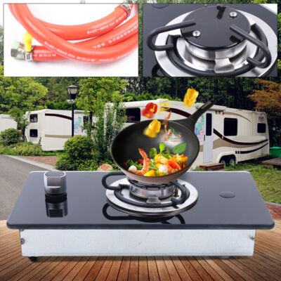 Boat Caravan Burner RV Camper LPG Gas Stove Hob W/ Tempered Glass FSAT SHIPPING