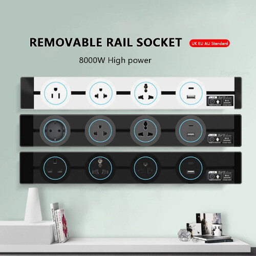Wall Power Track Socket Standard Wall Electric Sockets Plugs Adapters - Picture 1 of 15