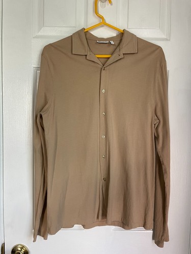 ASOS Design Button Down tan long sleeve Collared Shirt US S