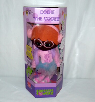 Surprise Powerz 2021 Codie The Coder W/Book Bag Brown Skin Educational Doll 16''