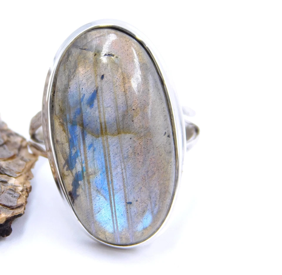 Natural Labradorite Cab Gemstone Ring 925 Sterling Silver Jewelry Handmade Ring - Image 2 of 4