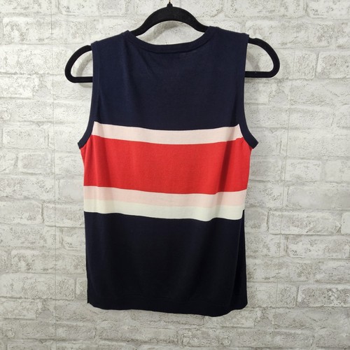 Camiseta sin mangas para mujer Talbots azul marino rojo rosa blanco a rayas talla PM - Imagen 5 de 5
