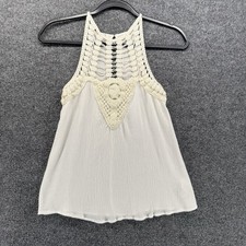 Maurices Top Womens XS Ivory Crochet Tank Fairycore Hippie Boho Cottage Casual