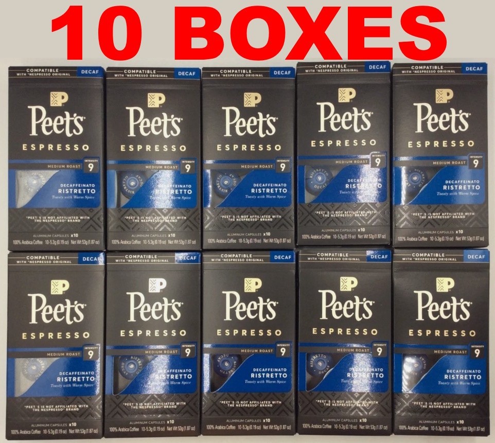 Peet's Coffee Decaf Espresso Capsules Decaffeinato Ristretto, Nespresso MAR/2026