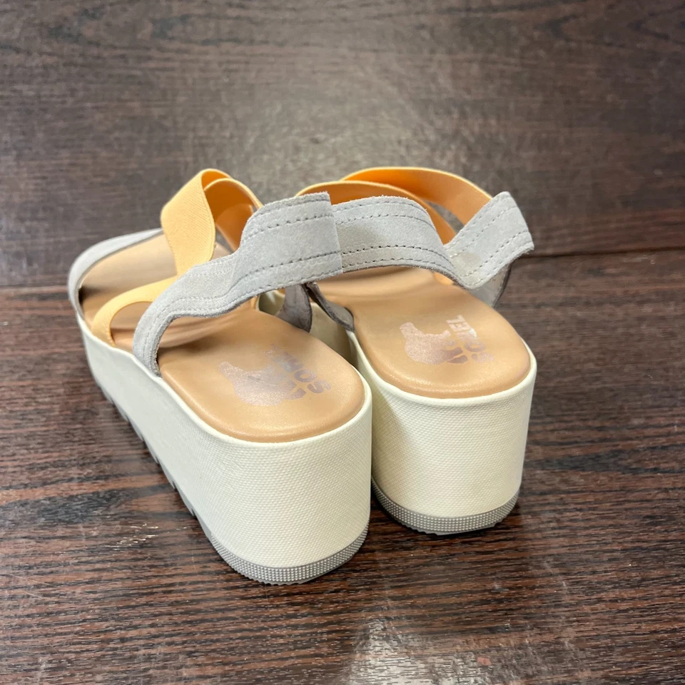 SOREL Women's Wedge Sandal Size 9.5 Orange Gray Elastic Strap Platform1999141061 - Image 3 of 4