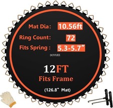 Doyuee Replacement Trampoline Mat Fits 12ft Round Frame 72 Rings 5.5 Inch Spring