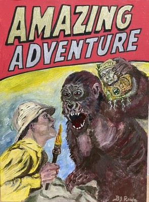 ORIGINAL OIL PAINTING PULP ART COMIC VINTAGE STYLE   AMAZING ADVENTURE