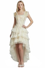 Ophelie Women's Dress Beige Corset Wedding Layered Lace Steampunk Renaissance