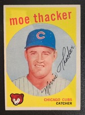 1959 Topps Moe Thacker RC #474 Chicago Cubs Vintage Baseball Rookie Card. rookie card picture