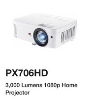 ViewSonic PX706HD 1080p Projector, 3000 ANSI, Short Throw, cinema or gaming