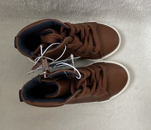 Cat & Jack Shoes Sneakers Mateo Toddler Boys Sz 8 High Tops Brown - 第 6/8 張圖片