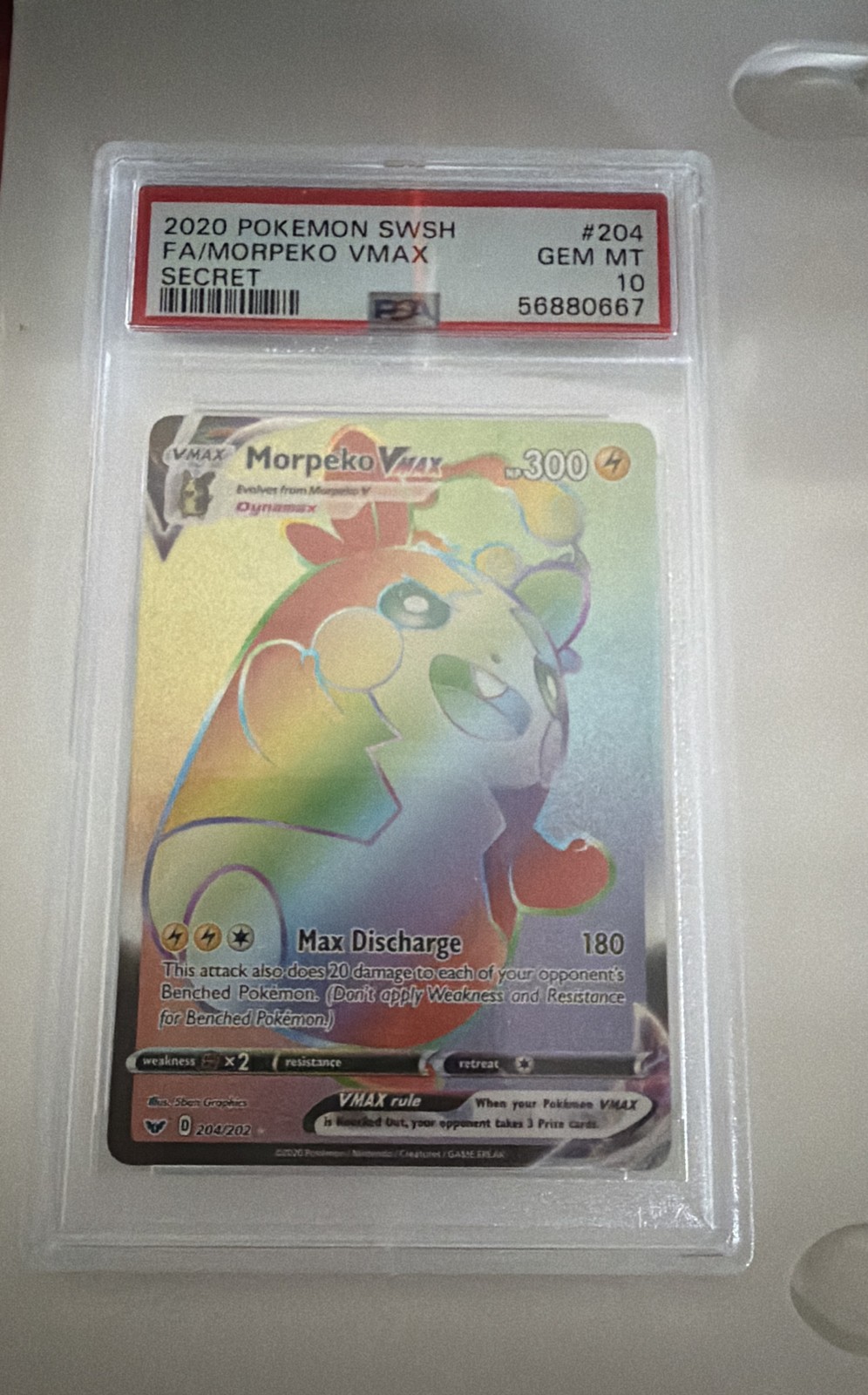 Morpeko VMAX (Secret) 204/202 Swsh01: Sword & Shield Holo