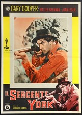 CINEMA-fotobusta IL SERGENTE YORK gary cooper, brennan, leslie, HAWKS