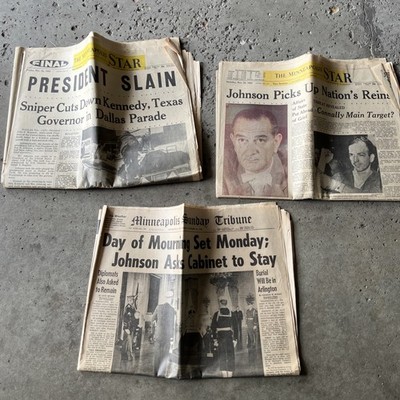 Minneapolis Star JFK Assassination Newspapers - Lot Of 3 (1963)