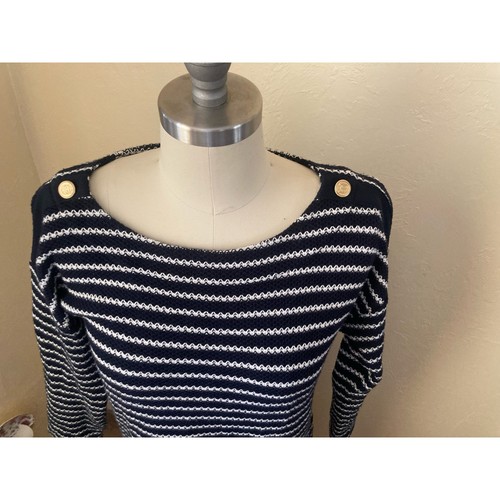 Abito tubino donna Talbots in maglia taglia MP blu navy scuro a righe - Foto 6 di 12