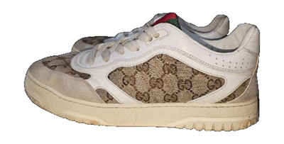 Authentic Gucci ReWeb Low Top Sneakers Men's Sz 9 Beige GG Monogram Leather