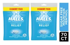 HALLS Relief Mountain Menthol Sugar Free Cough Drops, Economy Pack, 70 Drops 2pk