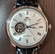 Orient Open-Heart FAG00003W0 43mm Black Leather Band with Stainless Steel Case