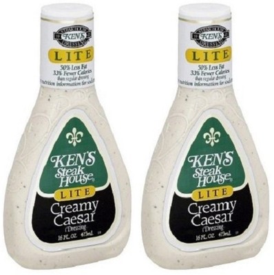 Ken's Steak House Lite Creamy Caesar Dressing 2 Bottle Pack